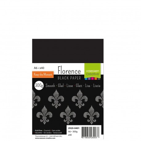 Florence Black Paper A6 300gsm 40fg