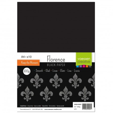 Florence Black Paper A4 300gsm 10fg