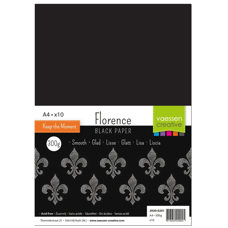 Florence Black Paper A4 300gsm 10fg