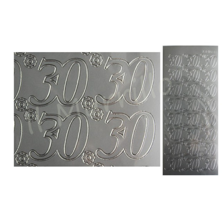 Adesivi scritta 30 argento