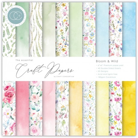 Craft Consortium Bloom & Wild Craft Papers 15x15cm