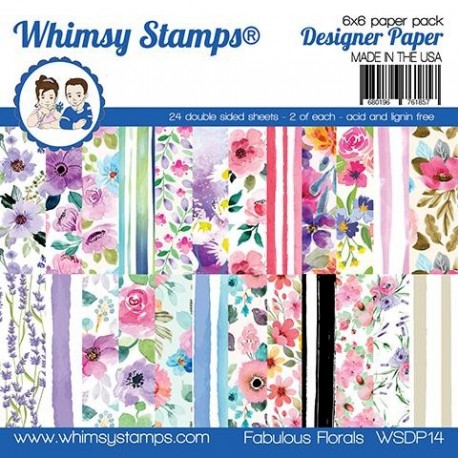 Whimsy Stamps Fabulous Florals Paper Pack 15x15cm