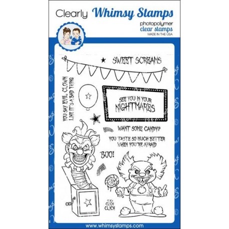 Whimsy Stamps Creepy Clowns Clear Stamps