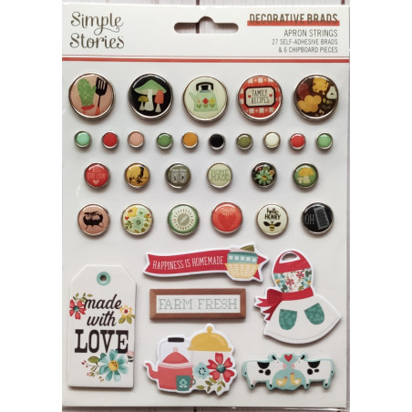 Simple Stories Apron Strings Decorative Brads 33pz