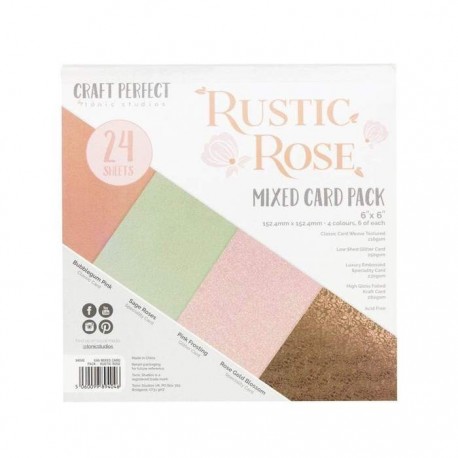 Tonic Studios Craft Mixed Card Pack Rustic Rose15x15cm