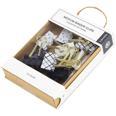 Medium Binder Clips Black & White Assorted