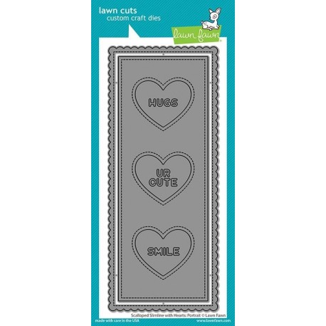 LAWN FAWN Scalloped Slimline W/Hearts: Portrait