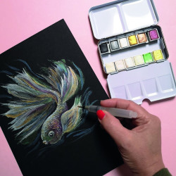 15 fogli A5 Watercolour Paper Smooth BLACK 300gsm