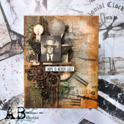 ABstudio Mixed Media Thick Cardboard INGRANAGGI E LINEE A4