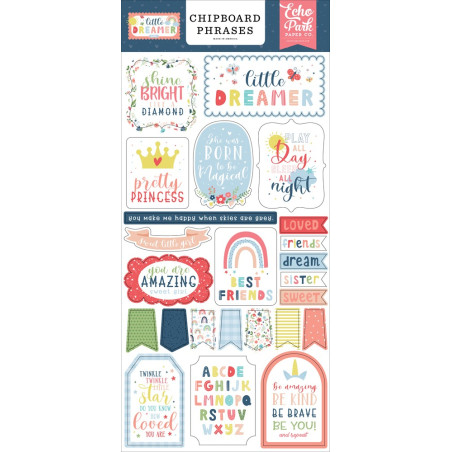 Echo Park Little Dreamer Girl Chipboard Phrases