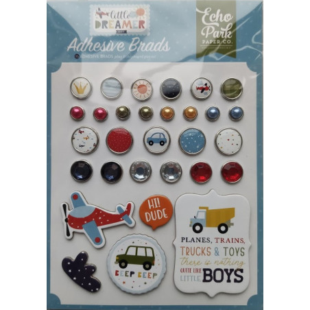 Echo Park Little Dreamer Boy Adhesive Brads 25pz+5 Chipboard