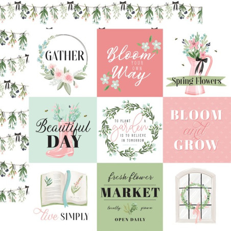 Carta Bella Flower Garden 4x4 Journaling Cards Double-Sided Cardstock 30x30cm