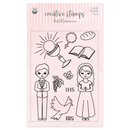 Piatek13 CLEAR STAMP SET FIRST HOLY COMMUNION A6