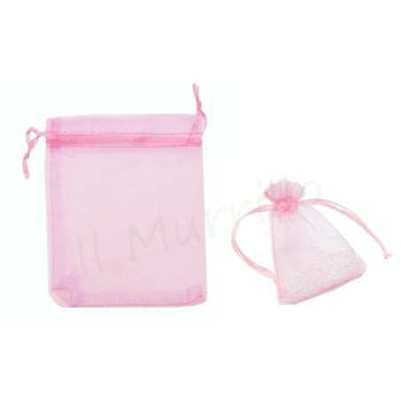 6 sacchetti organza rosa 8xh10 cm