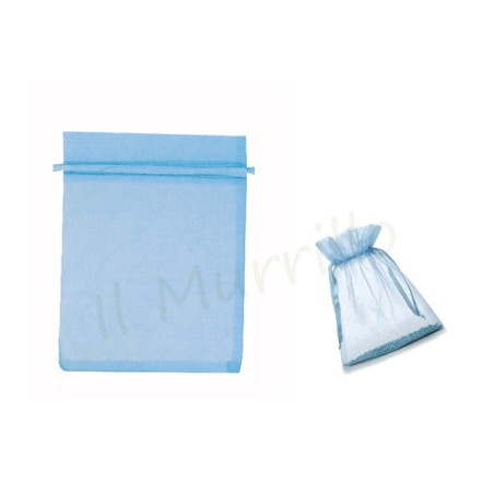6 sacchetti organza celeste 8xh10 cm