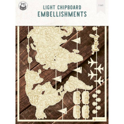 Piatek13 Light Chipboard Embellishments WORLD MAP