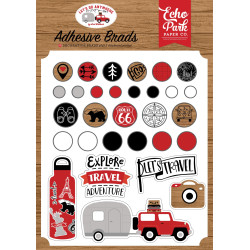 Echo Park Let's Go Anywhere Adhesive Brads 25pz+6 Chipboard