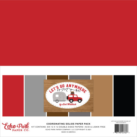 Echo Park Let's Go Anywhere Coordinating Solids Paper Pack 30x30cm