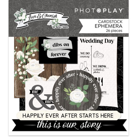 PhotoPlay Love & Cherish Cardstock Ephemera 26pz