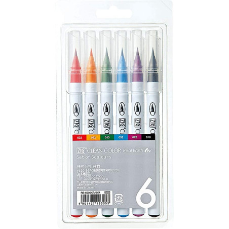 ZIG Clean Colors Real Brush Set 6 RB-6000AT/6VA