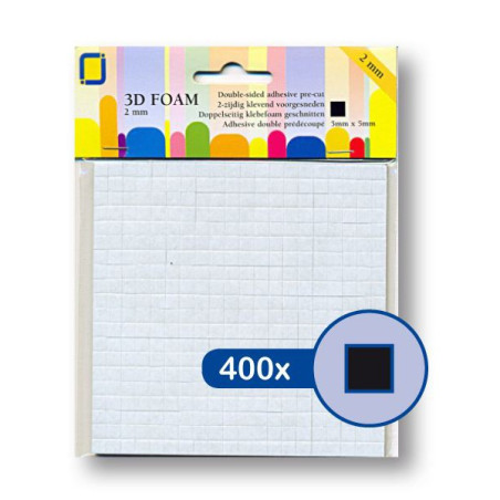 Glue Foam Squares Black 5x5x2 mm