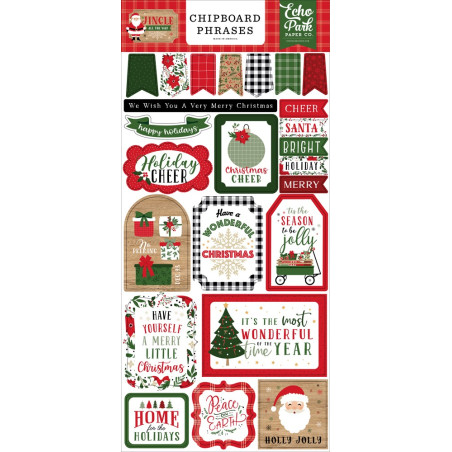 Echo Park Jingle All The Way Chipboard Phrases