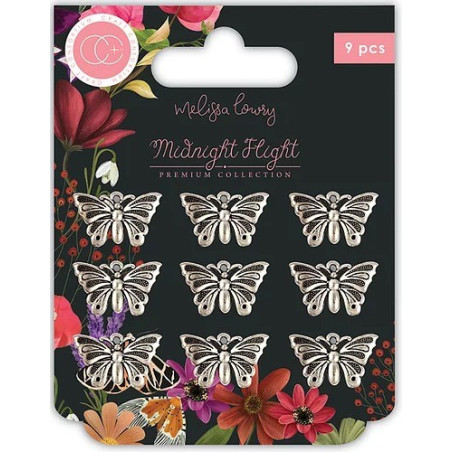 Craft Consortium Midnight Flight Metal Charms Moths
