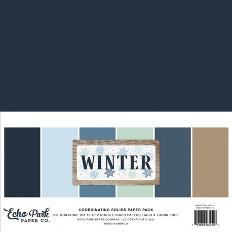 Echo Park Winter Coordinating Solids Paper Pack 30x30cm