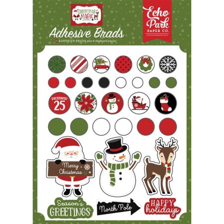 Echo Park Christmas Magic Adhesive Brads 25pz+6 Chipboard