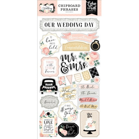 Echo Park Wedding Chipboard Phrases