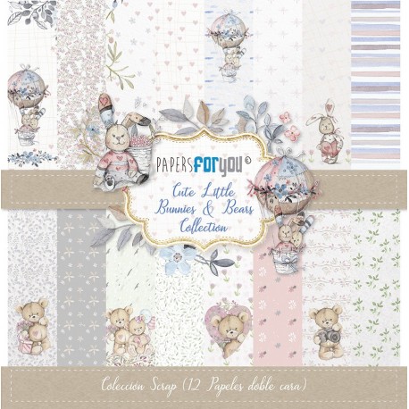 Papers For You Cute Little Bunnies and Bears Paper Pack 30x30cm 12FG