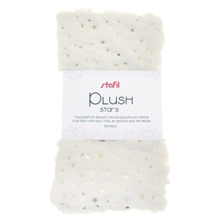 TESSUTO PELUCHE BIANCO STELLINE ORO 30X40
