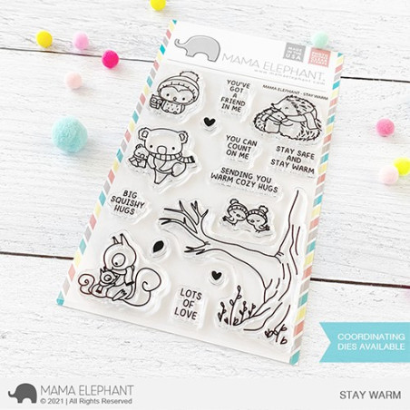 Mama Elephant STAY WARM Clear Stamp