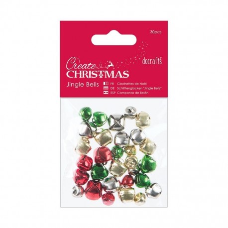 Papermania Create Christmas Jingle Bells Mixed Colours & Sizes 30pz