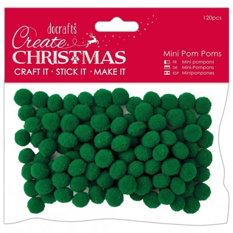 Papermania Create Christmas Mini Pom Poms Green 120pz