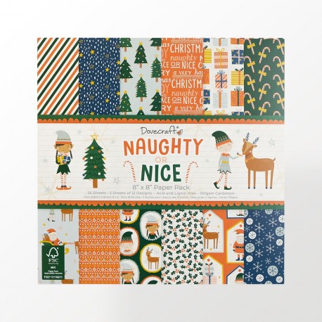 Dovecraft Naughty or Nice Paper Pad 20x20cm