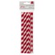 24 Paper Straws Crimson Stripe Red