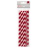 24 Paper Straws Crimson Stripe Red