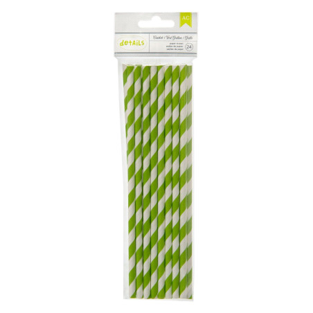 24 Paper Straws Cricket Stripe