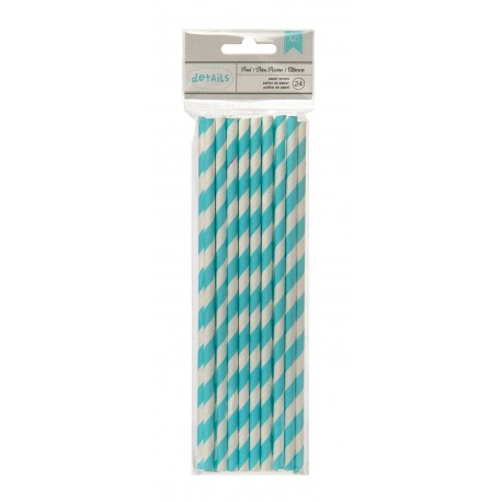 24 Paper Straws Pool Stripe