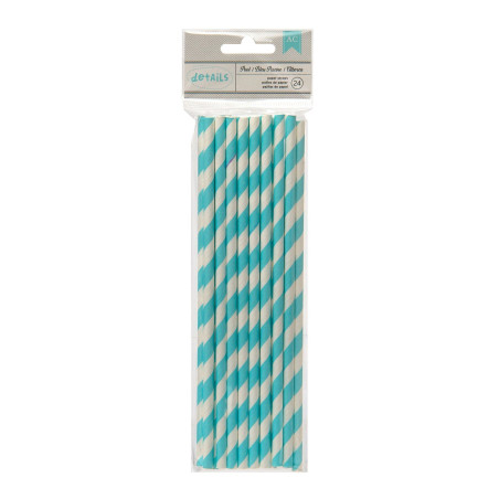 24 Paper Straws Pool Stripe