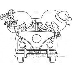 ABstudio Rubber stamp ID-1236 Christmas BIBA Car