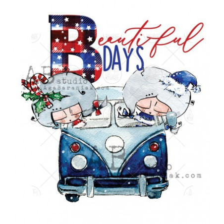 ABstudio Rubber stamp ID-1236 Christmas BIBA Car