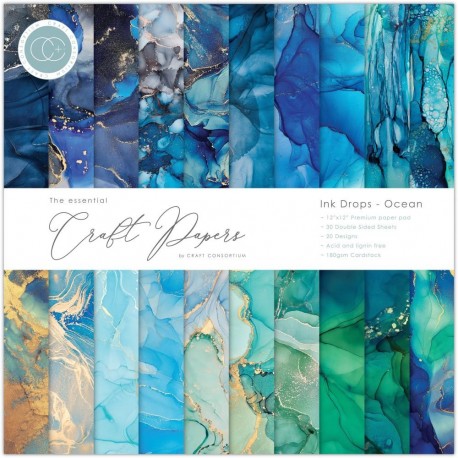 Craft Consortium Ink Drops Ocean Paper Pad 30x30cm