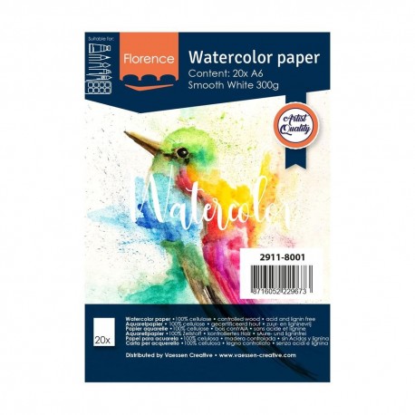 20 fogli Watercolour Paper SMOOTH WHITE A6 300gsm