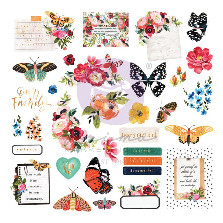 Prima Marketing Painted Floral Ephemera 33pz