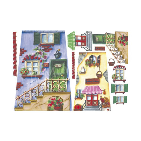 Carta di riso Decoupage Casetta celeste