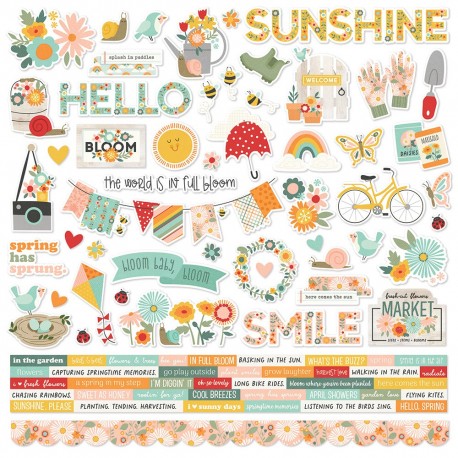 Simple Stories Full Bloom CARDSTOCK STICKER 30x30cm