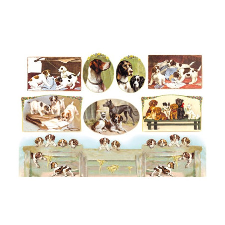 Carta di riso Decoupage cani retrò