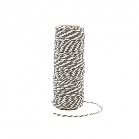 Tonic Studios Striped Bakers Twine 2mmx25m Pewter Grey